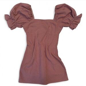 Blue Rain Red and White Gingham Plaid Mini Dress - Size S